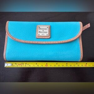 Dooney & Bourke Turquoise Wallet with Tan Trim
